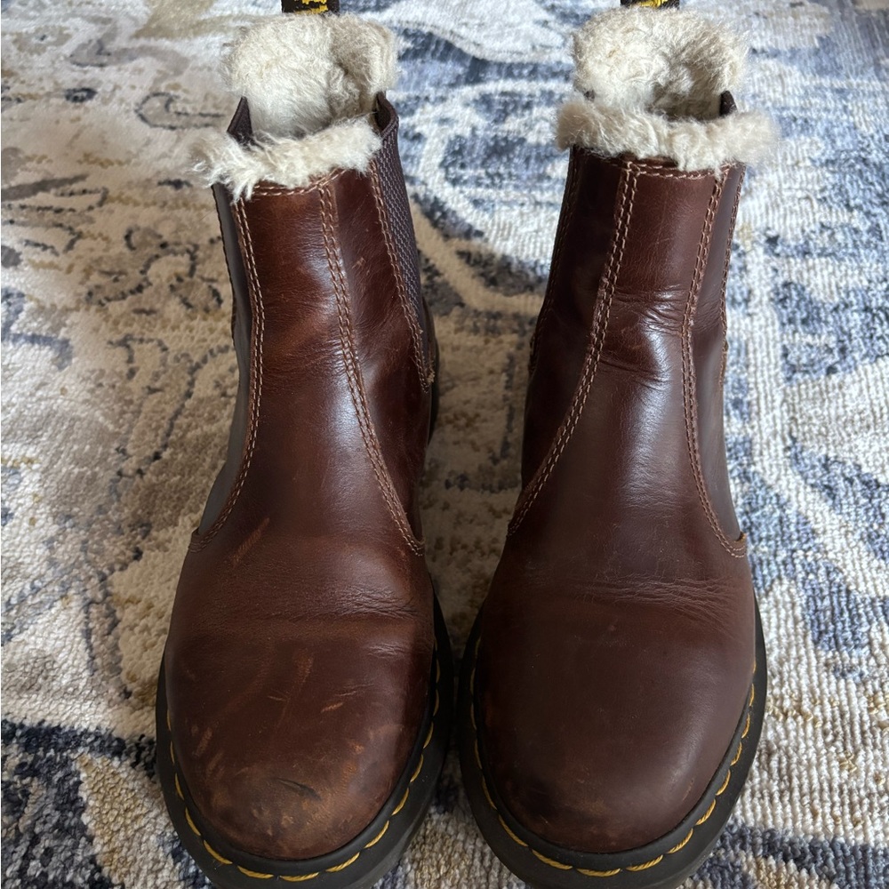 Dr Martens Brown Leather Boots with Fur Lining